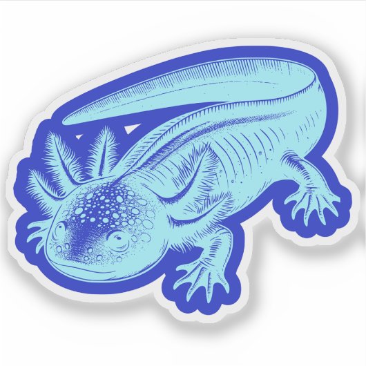 Schattigee Axolotl Nieuwe Design Ocean Blue Vinyl Sticker (Voorkant)