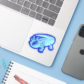 Schattigee Axolotl Nieuwe Design Ocean Blue Vinyl Sticker (Laptop met iPhone)
