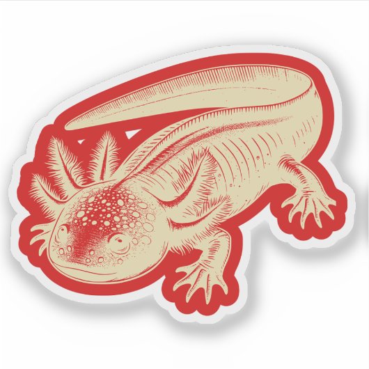 Schattigee Axolotl Nieuwe Design Rood Herfst Vinyl Sticker (Voorkant)