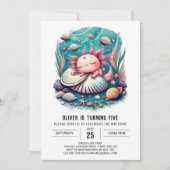 Schattigee Axolotl Ocean Verjaardagsuitnodiging Kaart (Voorkant)
