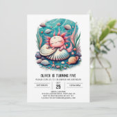 Schattigee Axolotl Ocean Verjaardagsuitnodiging Kaart (Staand voorkant)