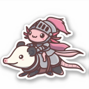 Schattigee Axolotl & Opossum ridder Sticker