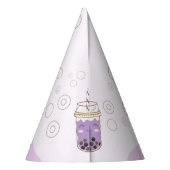 Schattigee Axolotl Paarse Boba Tea Kids Verjaardag Feesthoedjes (Achterkant)