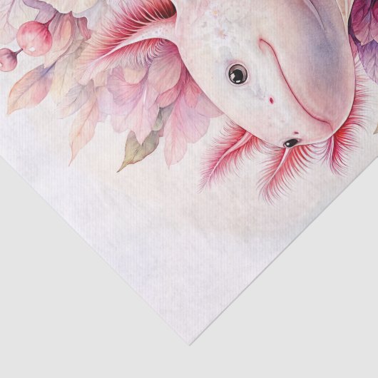 Schattigee Axolotl Pink Floral Art Tissuepapier (Detail)