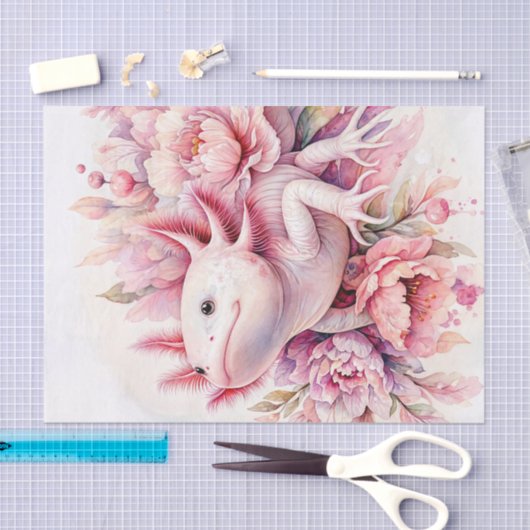 Schattigee Axolotl Pink Floral Art Tissuepapier (Craft)