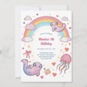 Schattigee Axolotl Rainbow Kids Verjaardagsfeest Kaart (Voorkant)