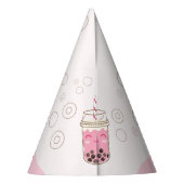 Schattigee Axolotl roze Boba Tea Meisjes Verjaarda Feesthoedjes (Achterkant)