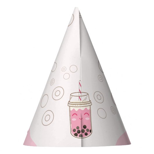 Schattigee Axolotl roze Boba Tea Meisjes Verjaarda Feesthoedjes (Achterkant)