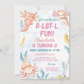 Schattigee Axolotl Roze Meisje Verjaardagsfeest Kaart (Voorkant)