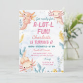 Schattigee Axolotl Roze Meisje Verjaardagsfeest Kaart (Staand voorkant)