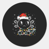 Schattigee Axolotl Santa Hat Funny Boys Meisjes Xm Ronde Sticker (Voorkant)