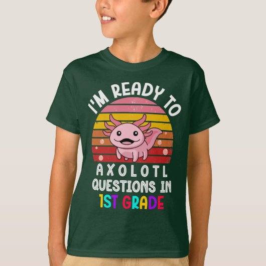 Schattigee Axolotl School, 1e klas Terug naar scho T-shirt (Voorkant)