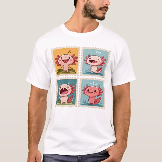 Schattigee Axolotl Stamp Emotional Axolotls T-shirt (Voorkant)