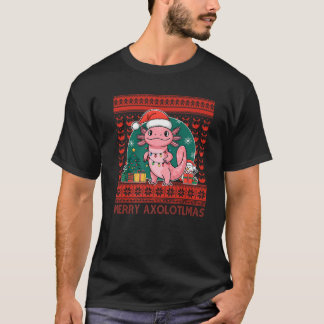 Schattigee Axolotl Ugly Christmas Sweater Funny Me T-shirt