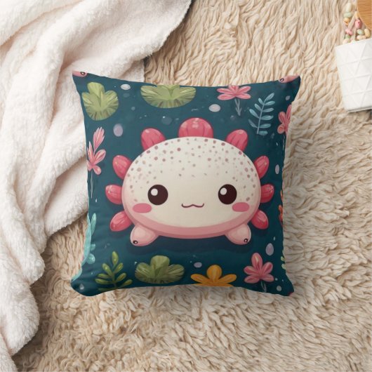 Schattigee Axolotl Unieke Print Kussen (Deken)