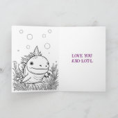 Schattigee Axolotl Verjaardag + Kleurplaat binnen Kaart (Binnen)