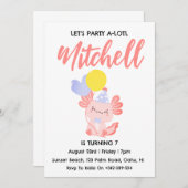 Schattigee Axolotl verjaardagsuitnodigingen Kaart (Voorkant / Achterkant)