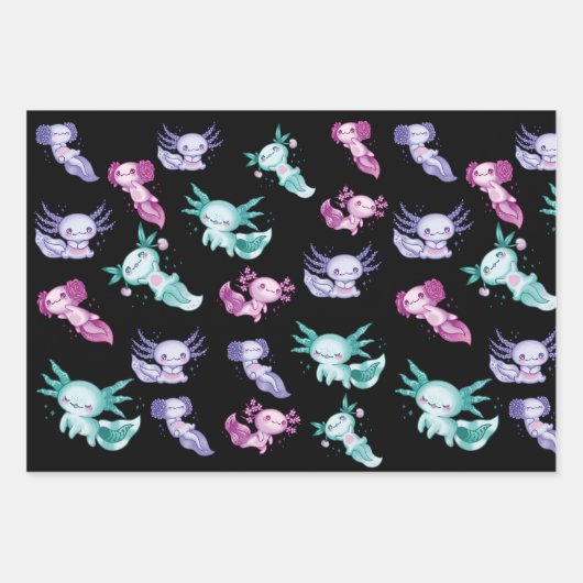 Schattigee axolotls inpakpapier vel (Voorkant)