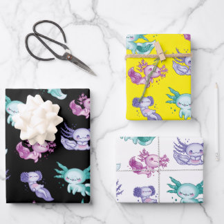 Schattigee axolotls inpakpapier vel