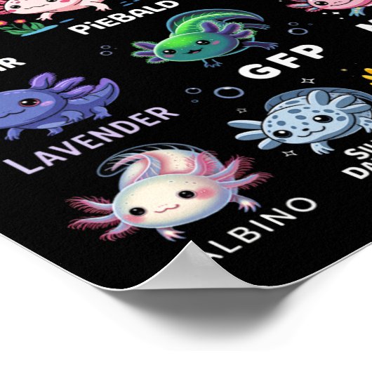 Schattigee Axolotls van de wereld Kawaii Axolotl S Poster (Hoek)