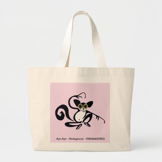 Schattigee AYE-AYE -Bedreigde dieren - maki- Roze Grote Tote Bag (Voorkant)