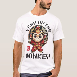 Schattigee Aziatische Chinese Aap Zodiac Lunar Nie T-shirt