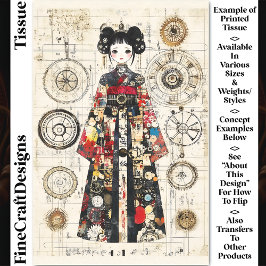 Schattigee Aziatische Clockpunk Doll in Kimono CK6 Tissuepapier