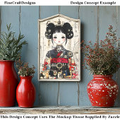 Schattigee Aziatische Clockpunk Doll in Kimono CK6 Tissuepapier