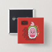 Schattigee Aziatische Kawaii Sushi Vierkante Button 5,1 Cm (Voorkant /achterkant)