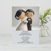 Schattigee Aziatische liefde huwelijksuitnodiging Kaart (Staand voorkant)