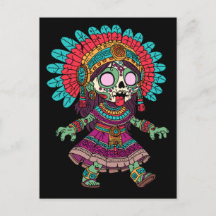 Schattigee Azteekse zombie Briefkaart
