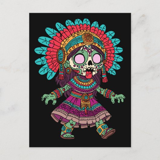 Schattigee Azteekse zombie Briefkaart (Voorkant)
