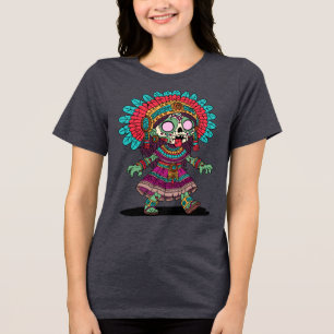 Schattigee Azteekse zombie Tri-Blend Shirt
