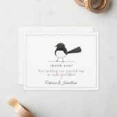 Schattigee B / W Bird - Eenvoudige elegante bruilo Notitiekaartje (Voorkant / Achterkant in situ)