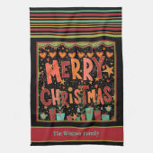 Schattigee baard grillige gepersonaliseerde vrolij theedoek (Verticaal)