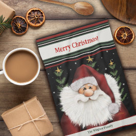 Schattigee baard grillige kerstman gepersonaliseer theedoek