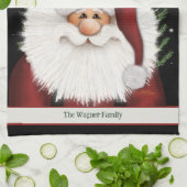 Schattigee baard grillige kerstman gepersonaliseer theedoek (Gevouwen)