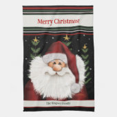 Schattigee baard grillige kerstman gepersonaliseer theedoek (Verticaal)