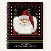 Schattigee Baard Santa Kerstmis Naam Emmer Lijst Notitieboek (Voorkant)