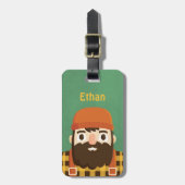 Schattigee Baarded Lumberjack Green Bagagelabel (Voorkant verticaal)