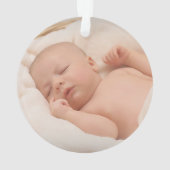 Schattigee Baby 1e Kerstmis Foto Blauw Eenvoudig O Ornament (achterkant)