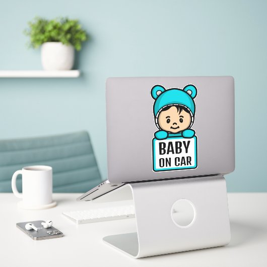 Schattigee Baby aan boord/Baby op Sticker (Laptop op bureau)