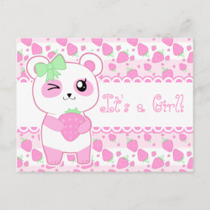 Schattigee baby aankondiging roze Kawaii Panda bee