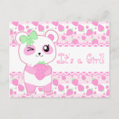 Schattigee baby aankondiging roze Kawaii Panda bee (Voorkant)