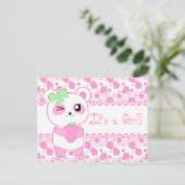 Schattigee baby aankondiging roze Kawaii Panda bee (Staand voorkant)