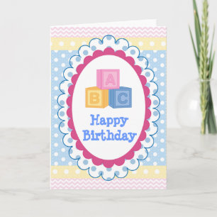 Schattigee Baby ABC Polkadot Verjaardag Kaart