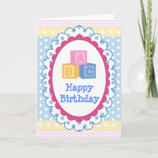 Schattigee Baby ABC Polkadot Verjaardag Kaart