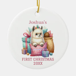 Schattigee Baby Alpaca Christmas Keramisch Ornament