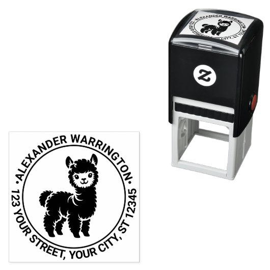 Schattigee Baby Alpaca Standing #1 Naam Retour Adr Zelfinktende Stempel (In situ)