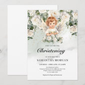 Schattigee baby angel White Roses groen en goud Kaart (Voorkant / Achterkant)